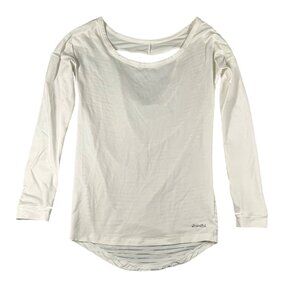 Handful Womens XS White Long Sleeve Athletic Workout Pullover‎ Top Burnout Light